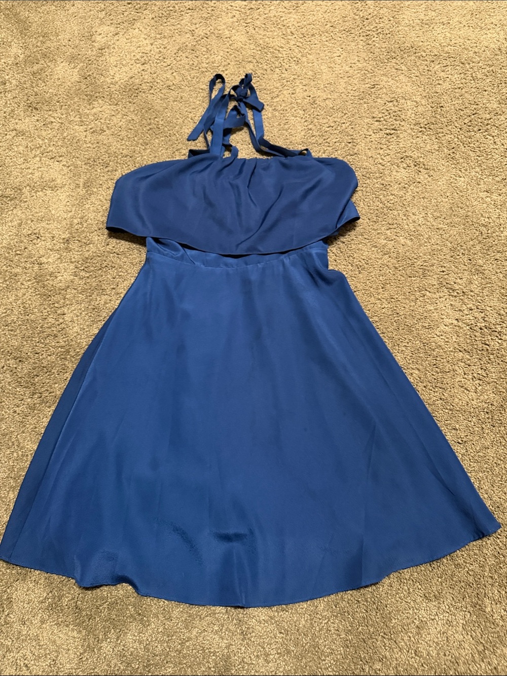 Parker Sapphire Blue Halter Dress with Tie Straps